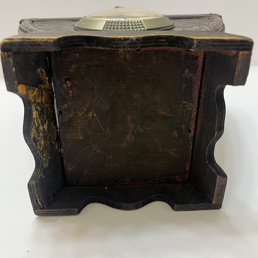 Vintage-Style Wooden Clock/Keepsake Box Hinged Lid Velvet Lined Latch Triangle - Picture 11 of 14